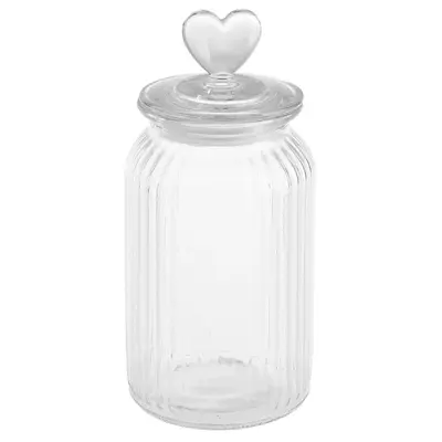 POTE DE VIDRO REDONDO COM TAMPA HERMETICA CORACAO DE VIDRO 1250ML