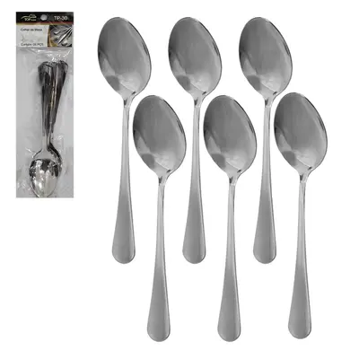 COLHER DE MESA DE INOX TOP CASA COM 6 PECAS 20,5CM