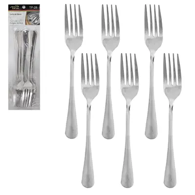 GARFO DE MESA DE INOX TOP CASA COM 6 PECAS 20,5CM