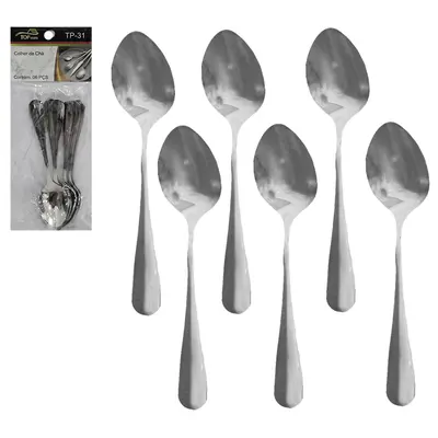 COLHER DE CHA DE INOX TOP CASA COM 6 PECAS 14CM