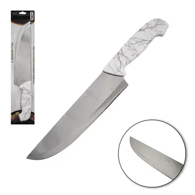 FACA DE CARNE / ACOUGUEIRO DE INOX 9'' CABO PLASTICO MARMORE BRANCO TOP CASA