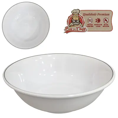 TIGELA DE MELAMINA REDONDA GOURMET BRANCO LINE 980ML 6,5X20CM DE Ø BONS CHEFF