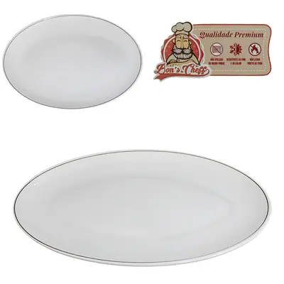 TRAVESSA DE MELAMINA OVAL GOURMET BRANCO LINE 27,5X19,5CM