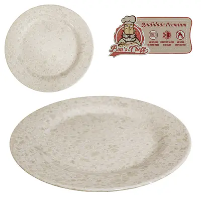 PRATO DE MELAMINA FUNDO GOURMET GRANITO 22,2CM DE Ø BONS CHEFF