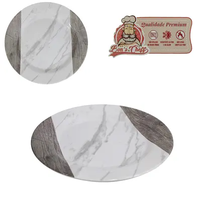 PRATO DE MELAMINA PARA SOBREMESA GOURMET MARMORIZADA 17CM DE Ø BONS CHEFF