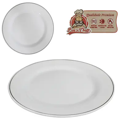PRATO DE MELAMINA PARA SOBREMESA GOURMET BRANCO LINE 17,5CM DE Ø BONS CHEFF
