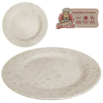 PRATO DE MELAMINA FUNDO GOURMET GRANITO 25CM DE Ø BONS CHEFF