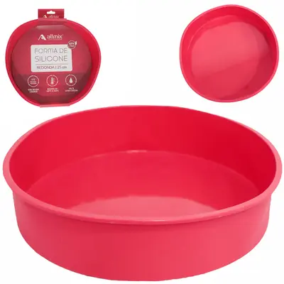 FORMA DE SILICONE REDONDA PARA BOLO / TORTA VERMELHO 6X25CM DE Ø