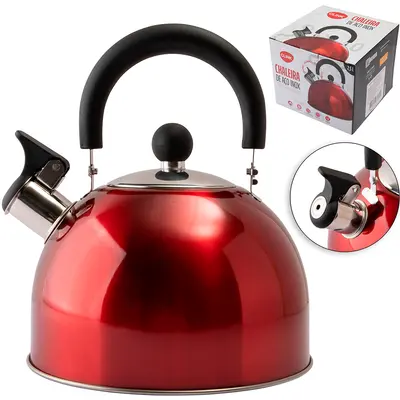 CHALEIRA DE INOX METALIZADO VERMELHA 2,5L
