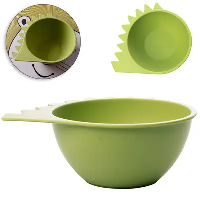 TIGELA CUMBUCA DE BAMBU ECOLOGICO BABY DINO VERDE 600ML 17,5X15X6CM