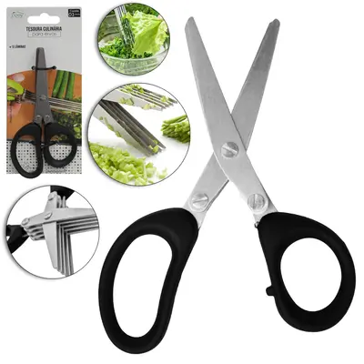 TESOURA CULINARIA PARA ERVAS COM 5 LAMINAS 13X5,5CM