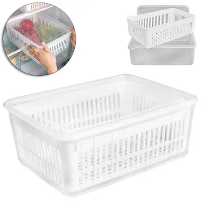 POTE ORGANIZADOR DE PLASTICO RETANGULAR COM ESCORREDOR + TAMPA 23X16X8CM
