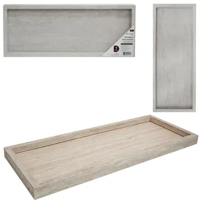 BANDEJA DE CALCARIO COM FUNDO DE VIDRO RETANGULAR DECORATIVA DECOR 41,7X16,7X2,5CM