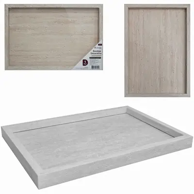 BANDEJA DE CALCARIO COM FUNDO DE VIDRO RETANGULAR DECORATIVA DECOR 31,7X21,7X2,5CM