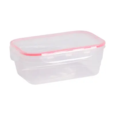 POTE DE PLASTICO RETANGULAR COM TAMPA HERMETICA E TRAVA VERMELHO 500ML 15X10,5X5,5CM