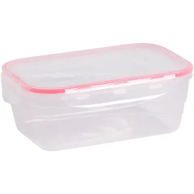 POTE DE PLASTICO RETANGULAR COM TAMPA HERMETICA E TRAVA VERMELHO 1500ML 22X15,5X7,5CM
