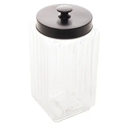 POTE DE VIDRO QUADRADO PARA MANTIMENTOS COM TAMPA DE METAL PRETA VEGAS 2,3L