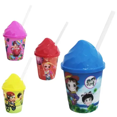 COPO COM TAMPA E CANUDO DE PLASTICO SORVETE 280ML