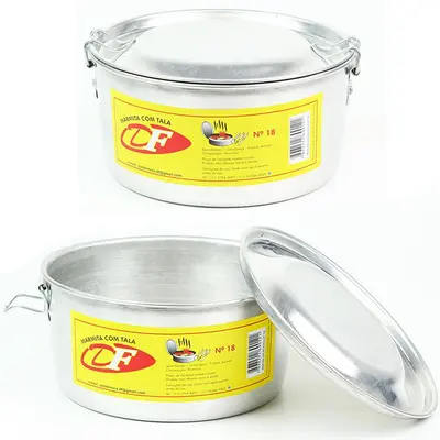 MARMITA DE ALUMINIO REDONDA COM TAMPA + TRAVA Nº18 7X18CM DE Ø