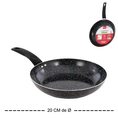 FRIGIDEIRA REVESTIDA CERAMICA ANTIADERENTE MARBLE PRETA CABO EMBORRACHADO 20CM DE Ø
