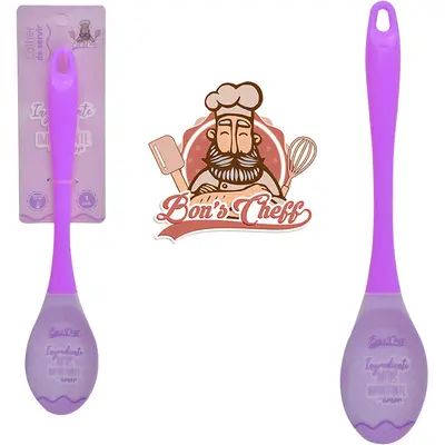 COLHER DE ARROZ DE SILICONE ROXO CABO ACRILICO BONS CHEFF 30,5X6CM