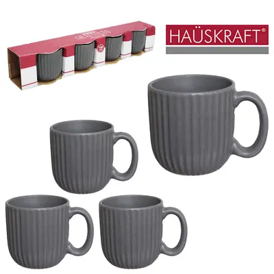 JOGO DE XICARA DE PORCELANA PARA CAFE GRAFFIATO CINZA HAUSKRAFT COM 4 PECAS 100ML