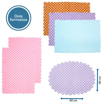 JOGO DE TOALHA AMERICANO DE POLIESTER RETANGULAR / OVAL POA COLORS COM 2 PECAS 42X30CM