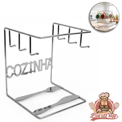 SUPORTE PRATELEIRA ORGANIZADOR ARAMADO COZINHA PARA 6 XICARAS / PIRES 18,5X15X14CM BONS CHEFF