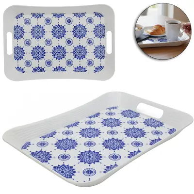 BANDEJA DE PLASTICO RETANGULAR COM ALCA 38X26X3,5CM