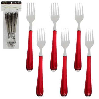 GARFO DE MESA DE INOX CABO ACRILICO TOP CASA COM 6 PECAS 19CM