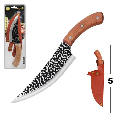 FACA DE CARNE DE INOX COM BAINHA 5'' CABO MADEIRA GAUCHA PREMIUM TOP CASA
