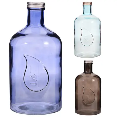 GARRAFA DE AGUA DE VIDRO WATER COM TAMPA DE INOX 1400ML