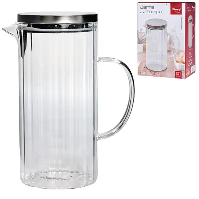 JARRA DE VIDRO COM TAMPA DE INOX 1,3L