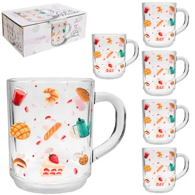 JOGO DE CANECA XICARA DE VIDRO CAFE DA MANHA FACILITE.UD COM 6 PECAS 250ML