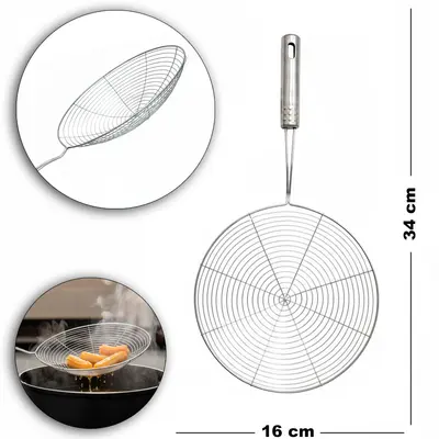 ESCUMADEIRA DE INOX ARAMADA PARA FRITURA 34X16CM DE Ø
