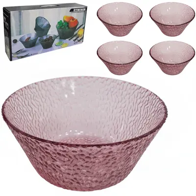JOGO DE TIGELA DE VIDRO REDONDA PARA SOBREMESA COM 5 PECAS 1200/270ML