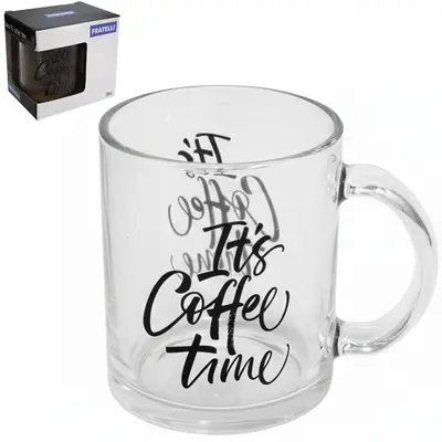 CANECA XICARA DE VIDRO ITS COFFEE TIME 310ML