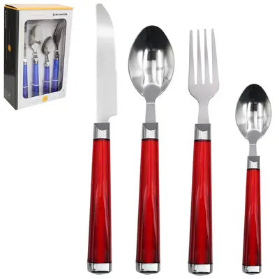 CONJUNTO DE TALHERES / FAQUEIRO DE INOX COM 24 PECAS CABO ACRILICO GRADIENTE SORTIDAS