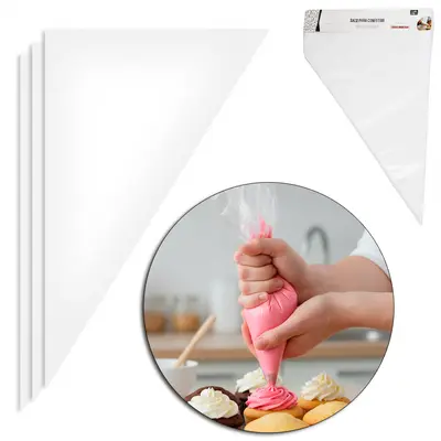 DECORADOR DE BOLO SACO DE PLASTICO PARA CONFEITAR COM 100 PECAS 30X21CM