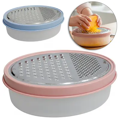 RALADOR DE INOX 1 FACE COM RESERVATORIO DE PLASTICO OVAL