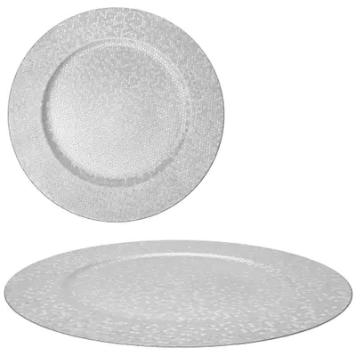 SOUSPLAT DE PLASTICO REDONDO SHINE PRATEADO 33CM DE Ø