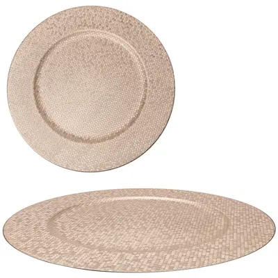 SOUSPLAT DE PLASTICO REDONDO SHINE CHAMPANHE 33CM DE Ø