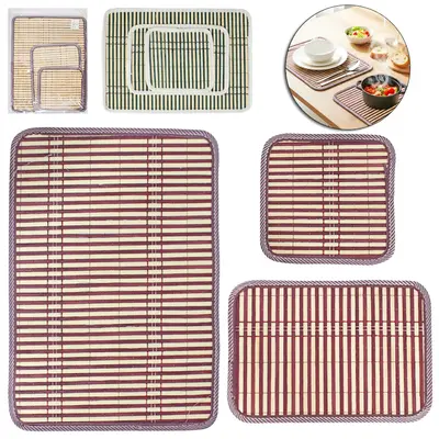 TOALHA LUGAR AMERICANO RETANGULAR + DESCANSO DE TALHERES COM PORTA COPO DE BAMBU