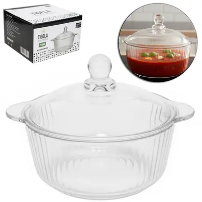 TIGELA DE VIDRO CANELADA COM TAMPA LISA 750ML