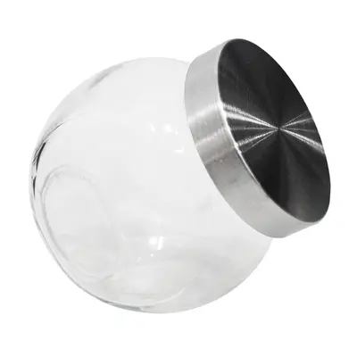 POTE BALEIRO DE VIDRO COM TAMPA DE METAL 800ML