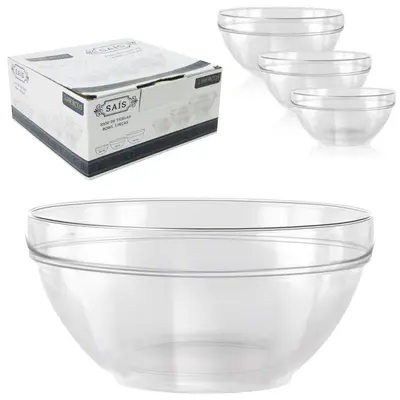 JOGO DE TIGELA DE VIDRO REDONDA BOWL SAIS HERCOS COM 3 PECAS 950/575/300ML 17/14/12CM DE Ø