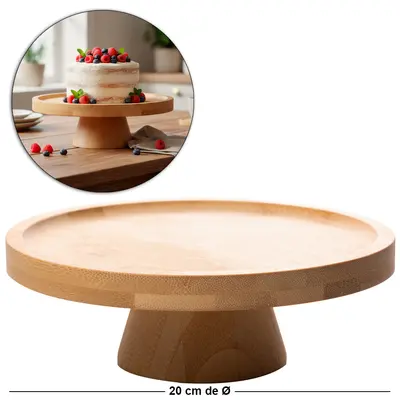 PRATO DE BAMBU PARA BOLO / DOCES COM PE 7X20CM DE Ø