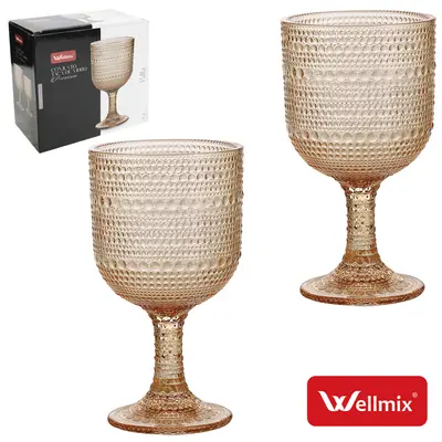 JOGO DE TACA DE VIDRO PARA AGUA / VINHO PREMIUM PALLA COLLECTION AMBAR COM 2 PECAS 255ML