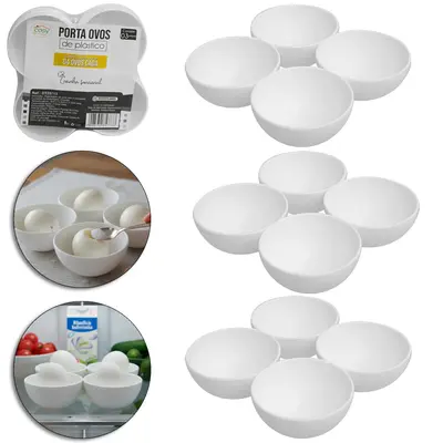 PORTA OVOS DE PLASTICO QUADRADO COM 4 CAVIDADES COM 3 PECAS 11,5X2CM