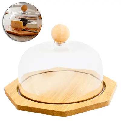 QUEIJEIRA DE MDF ( BAMBU ) COM TAMPA DE ACRILICO 16X9,5CM